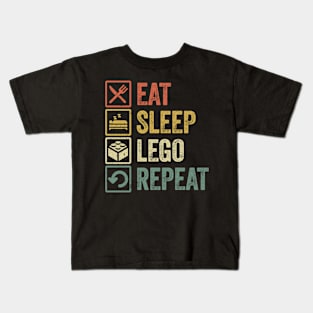 Funny eat sleep lego repeat retro vintage gift Kids T-Shirt